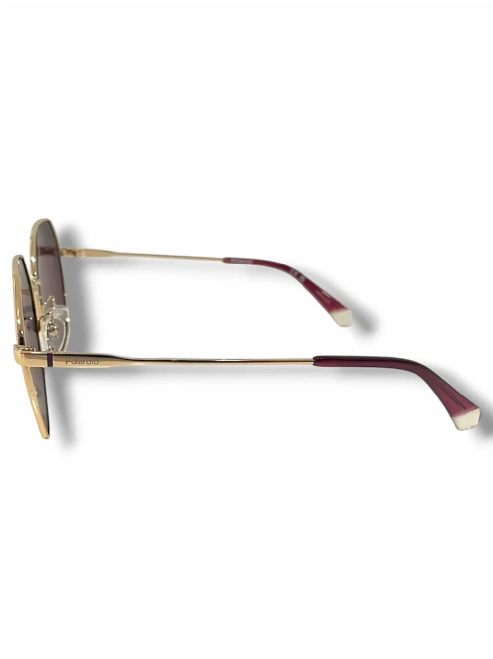 Polaroid Geometric Gold & Violet Polarized Sunglasses NWOT Octagon Cream Detail